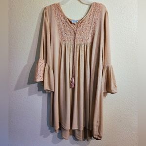 Textured Flowing Boho Dress - Medium - Mesh Lace contrasts